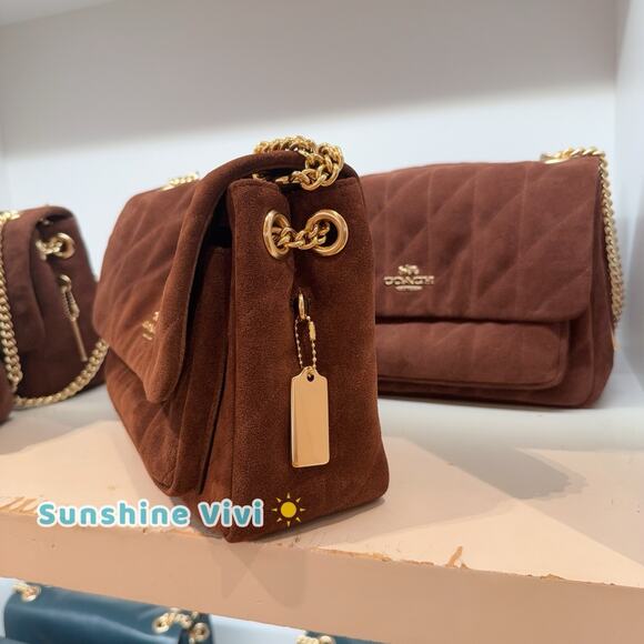 NWT Coach Elodie Crossbody Bag Quilting CCZ63 Gold/Vintage Brown/Maple Suede - Picture 3 of 8